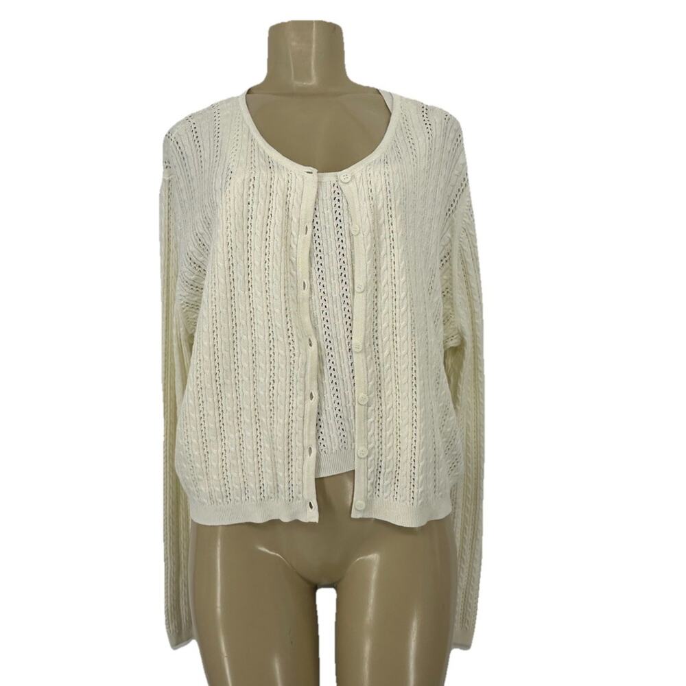 NEW BP Plus Size 3X Women 2pc Cropped Sweater Cardigan / Tank Knit Ivory EF11